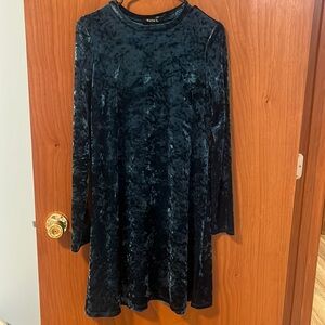 Velvet Blue Long Sleeve Dress